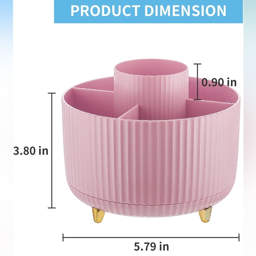 Elegant Pink and Gold Makeup Organizer for Stylish Storage